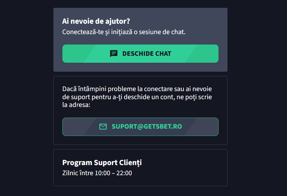 GetsBet relatii clienti contact suport