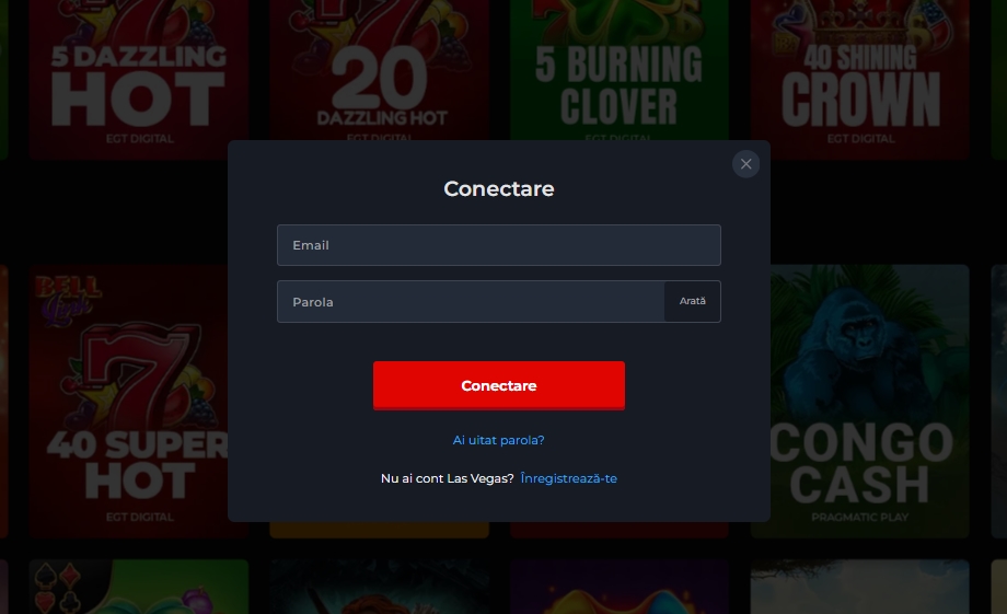 Las Vegas ro login conectare cont jucator