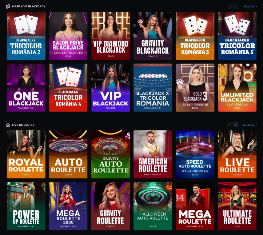 Las Vegas ro table games LIVE jocuri de masa 2