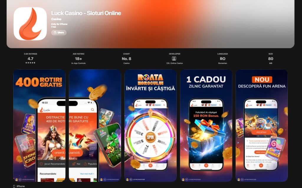 Luck Casino aplicatie mobil app IOS