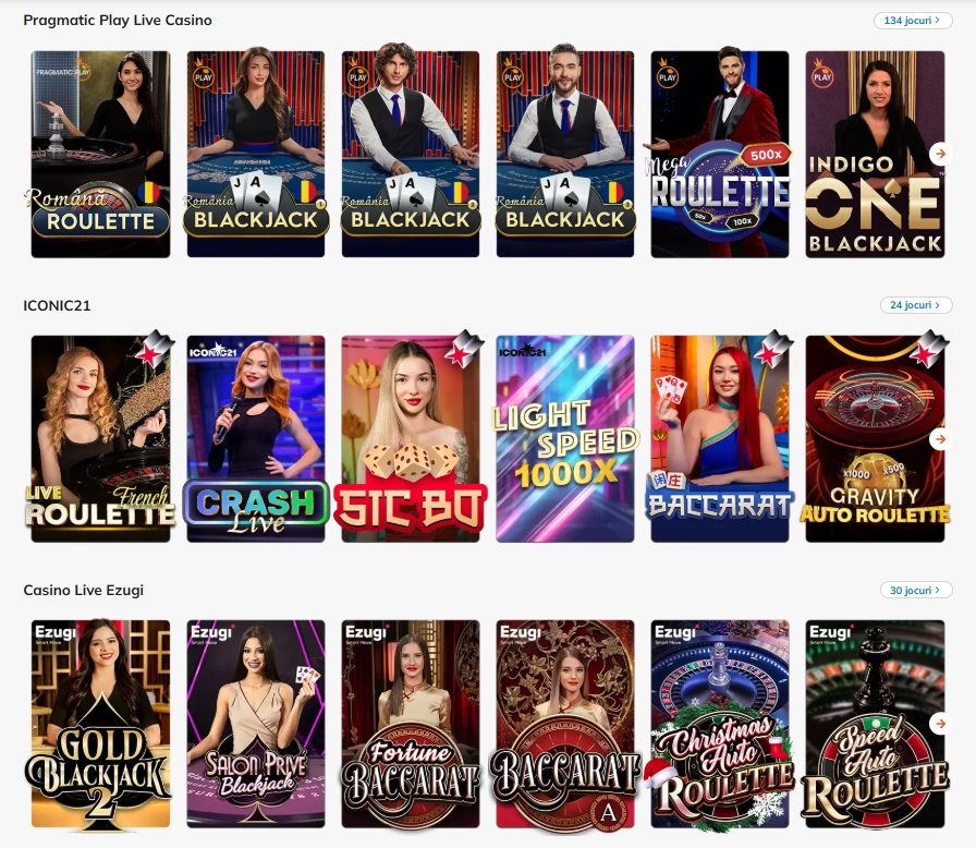 Luck Casino jocuri de masa LIVE table games 1