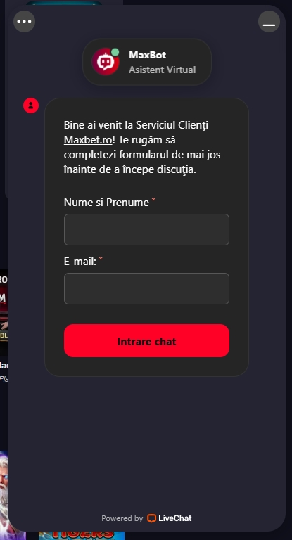 Maxbet contact serviciu asistenta clienti LIVE chat