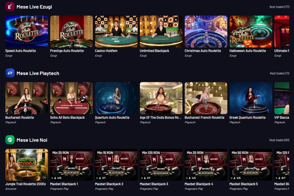 Maxbet portofoliu jocuri de masa LIVE table games 2