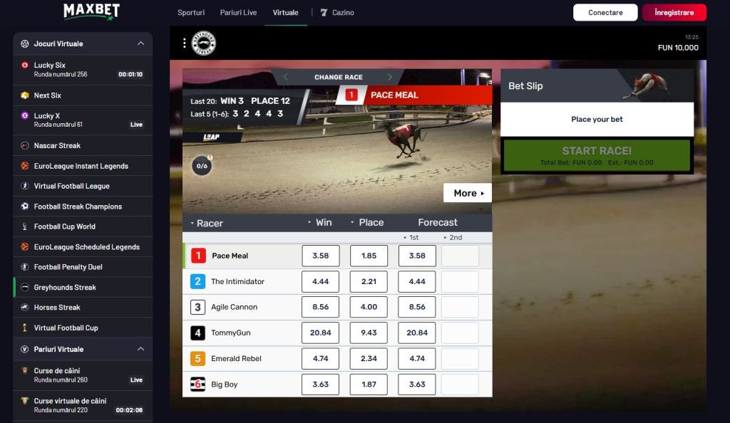 Maxbet virtuale greyhounds streak