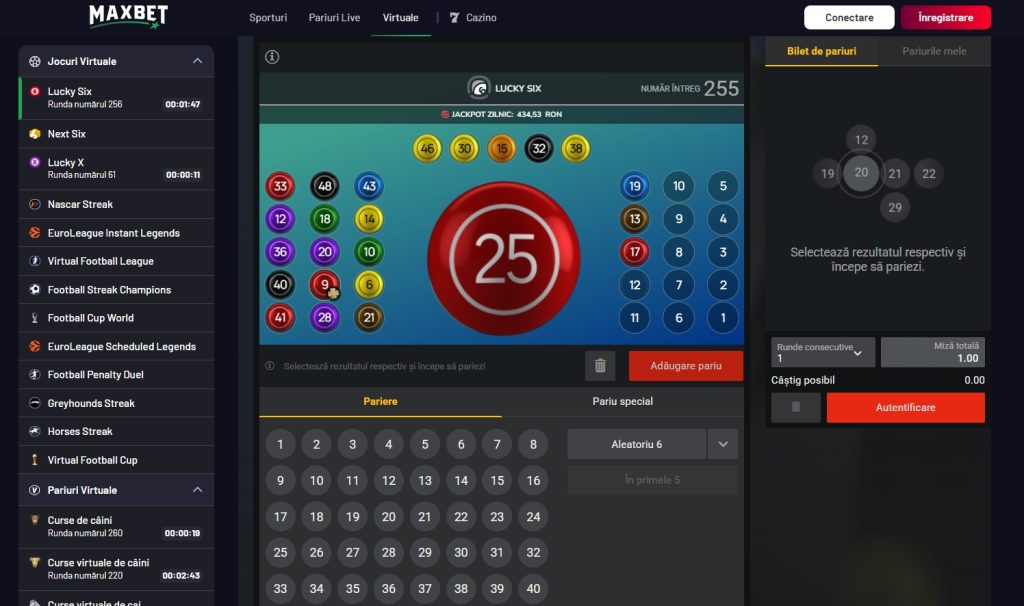 Maxbet virtuale lucky six