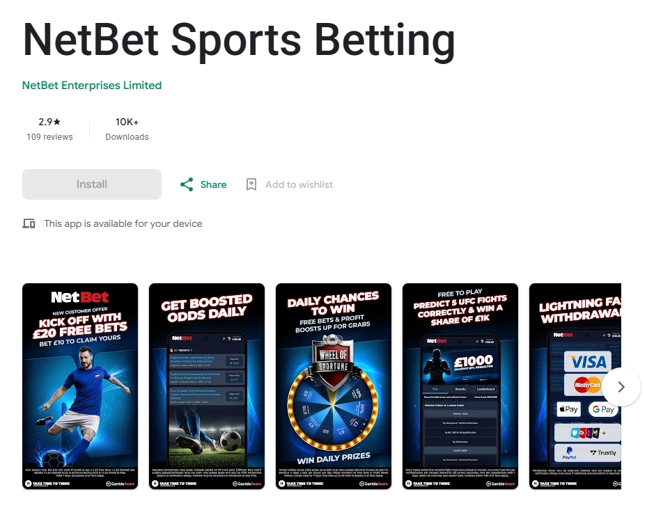 Netbet aplicatie mobil app Android
