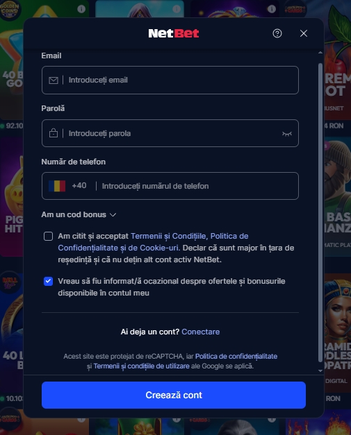 Netbet creare cont jucator nou membru