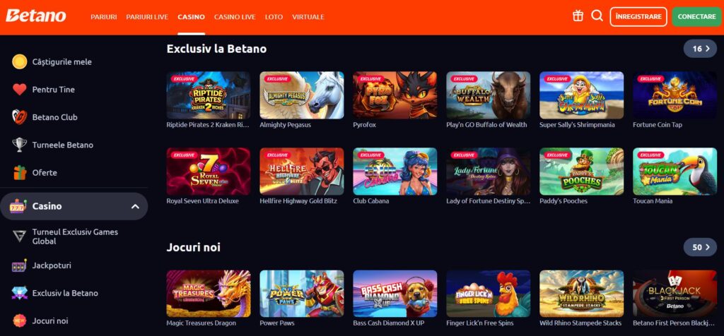Oferta de jocuri casino Betano