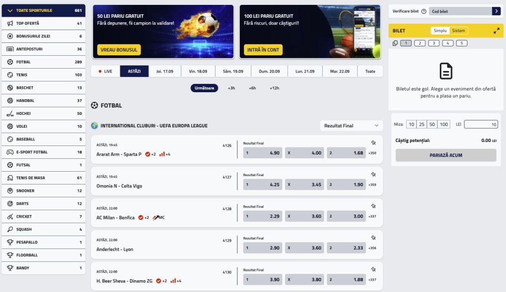 Pariuri sportive AdmiralBet