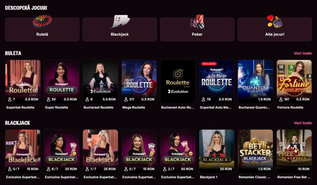 Superbet Cazino jocuri de masa LIVE 2