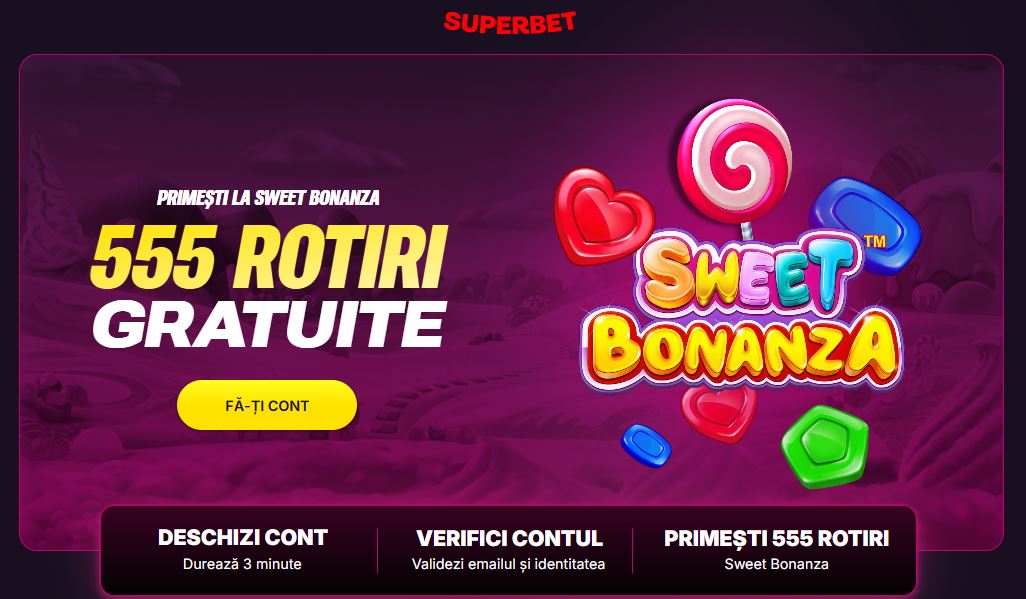 Superbet bonus fara depunere 555 rotiri gratuite septembrie