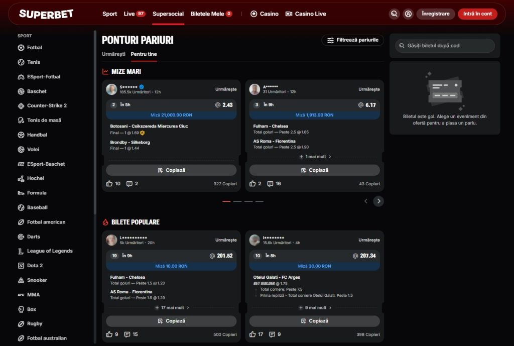 Superbet sport ponturi pariuri supersocial