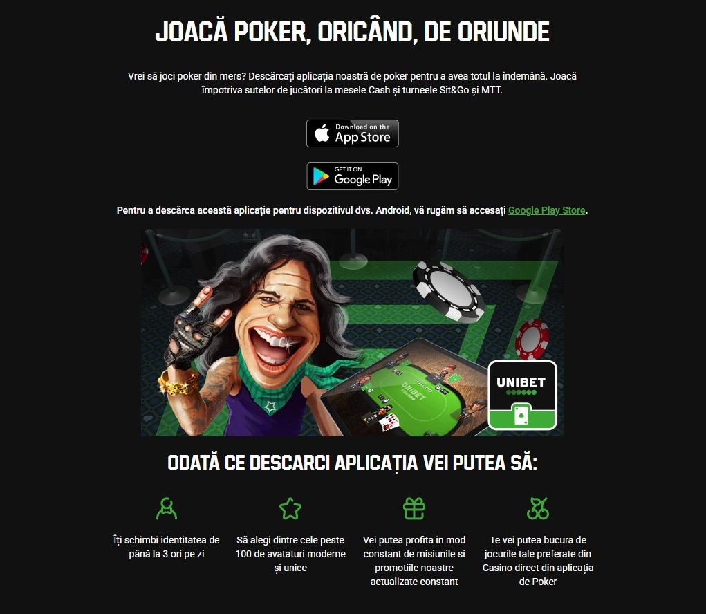 Unibet aplicatie mobil POKER app online