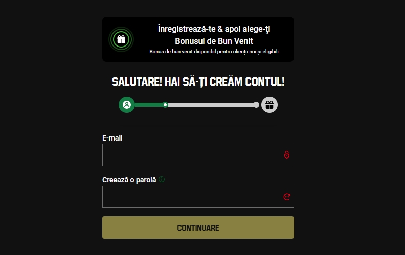 Unibet inregistrare formular signup