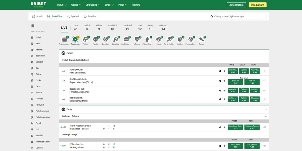 Unibet pariuri sportive LIVE betting