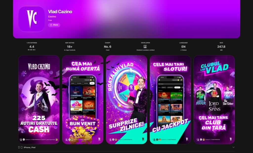 Vlad Cazino aplicatie mobil app versiune noua ios