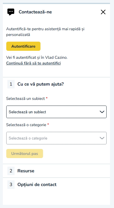 Vlad Cazino serviciu relatii clienti contact formular online