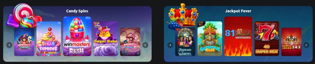 WinMasters Casino categorii jocuri pacanele exemple tipuri video slots 3