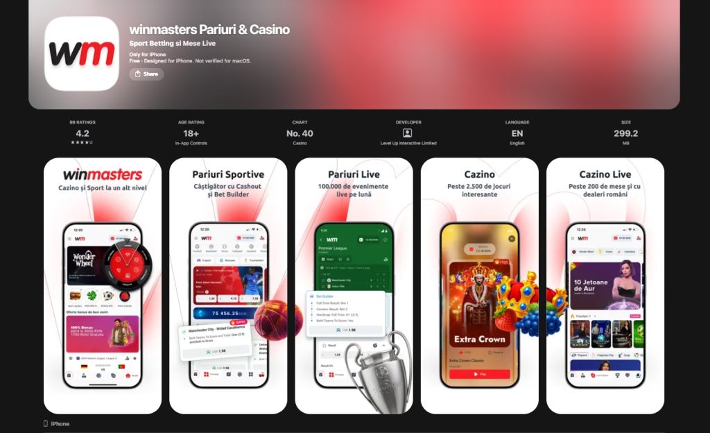 WinMasters aplicatie mobil app IOS