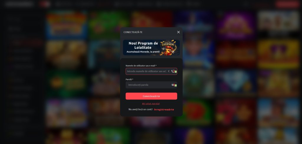 WinMasters conectare la cont jucator existent