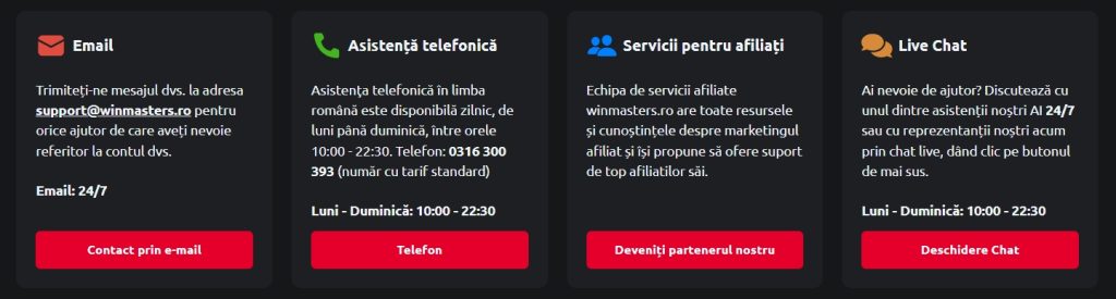WinMasters contact asistenta jucatori ajutor serviciu relatii clienti