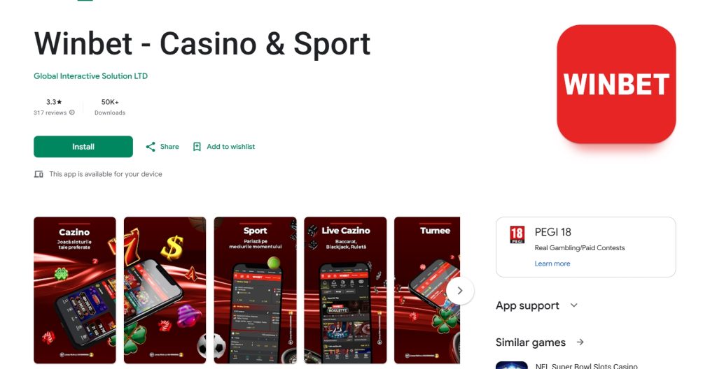 Winbet aplicatie mobil app Android