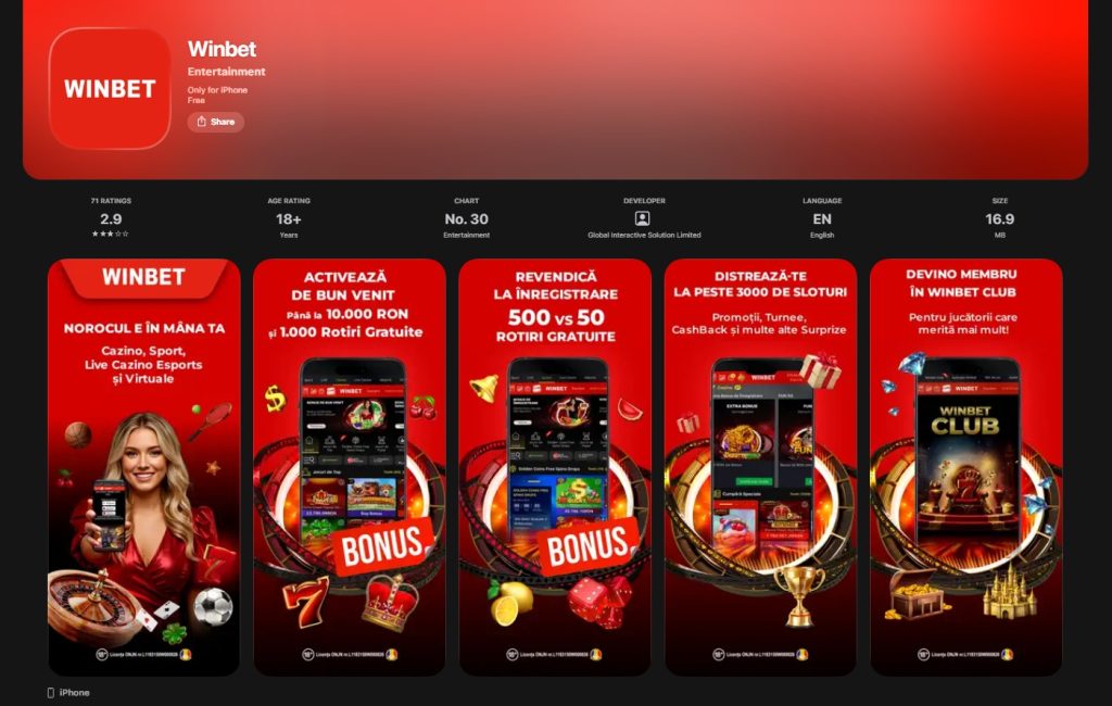 Winbet aplicatie mobil app IOS