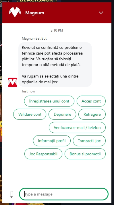 Magnumbet Casino contact asistenta clienti ajutor LIVE chat