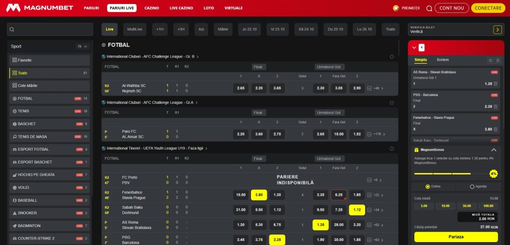 Magnumbet Casino pariuri sportive LIVE betting