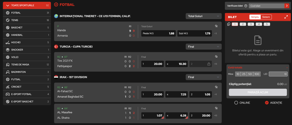 Pariuri LIVE Game World Casino