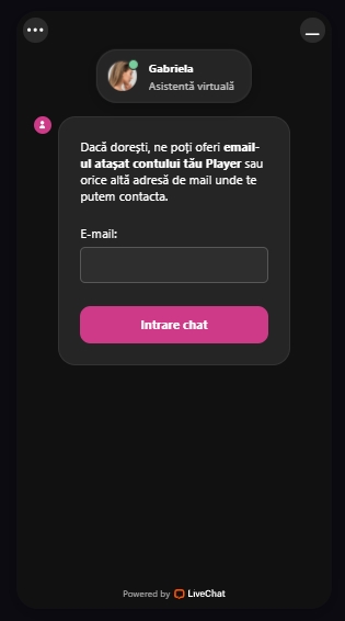 Player contact serviciu asistenta clienti LIVE chat