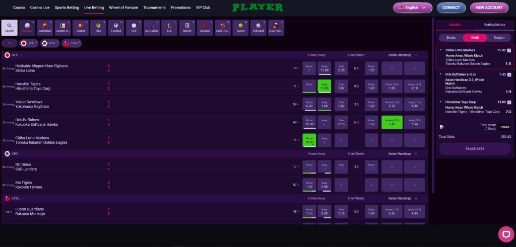 Player pariuri sportive LIVE betting