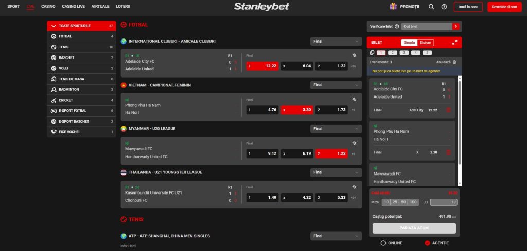Stanleybet sport pariuri sportive LIVE betting