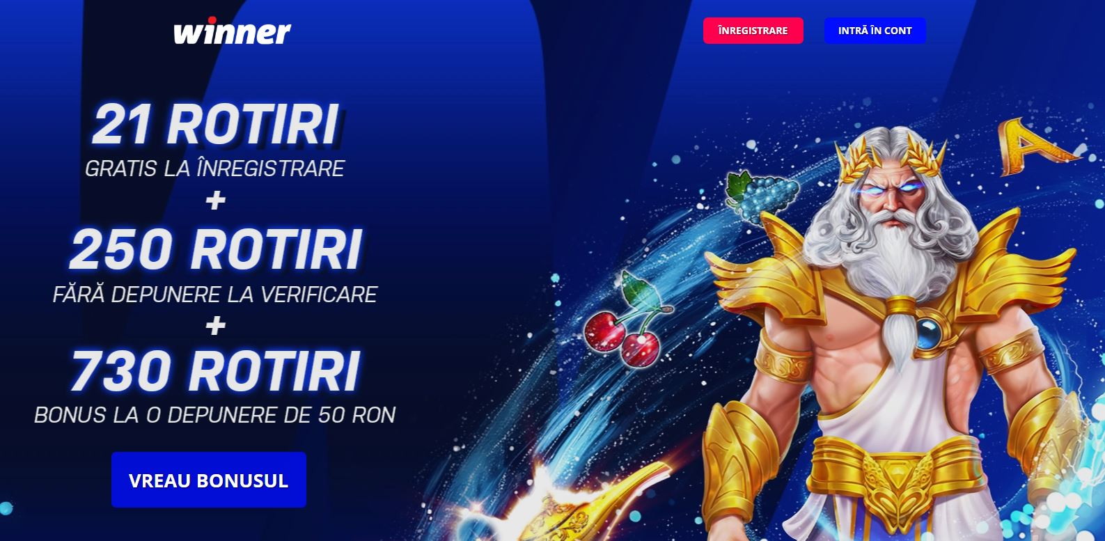 Winner bonus fără depunere 271 rotiri gratuite