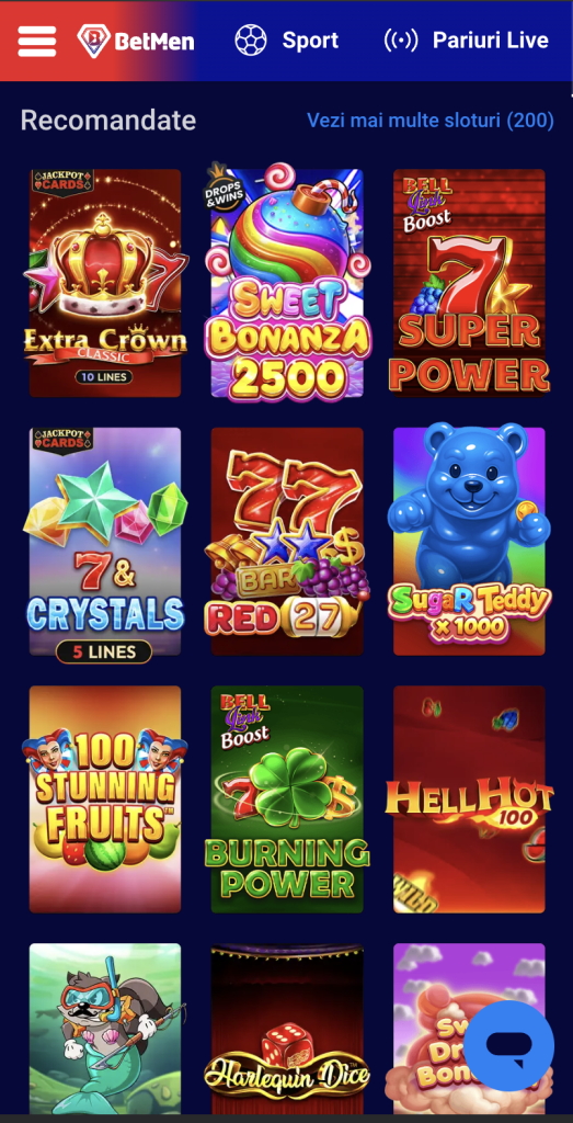 BetMen Casino pe mobil