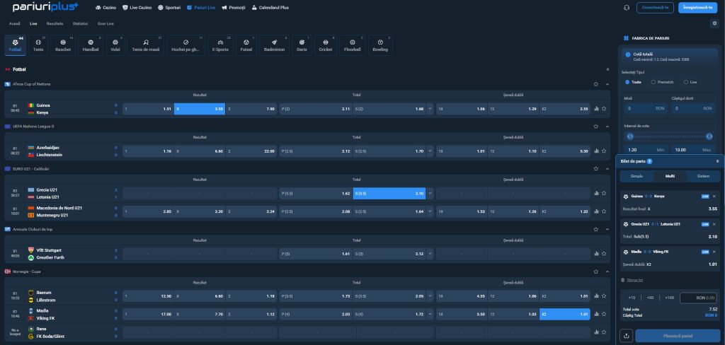 Pariuri Plus pariuri sportive LIVE betting