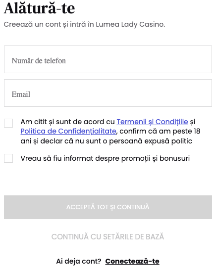 Cum deschid cont la Lady Casino