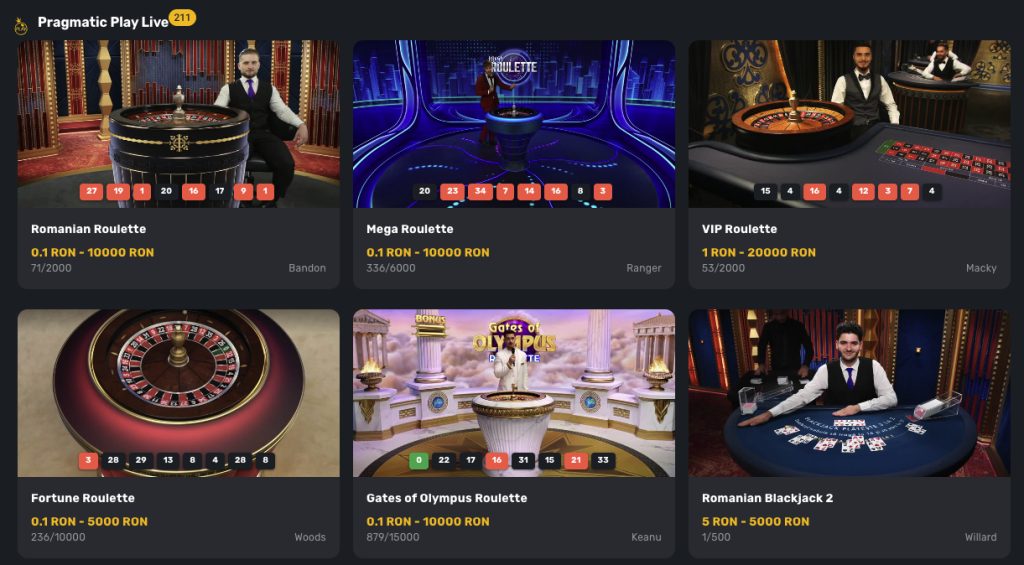 Jocuri LIVE Prima Casino