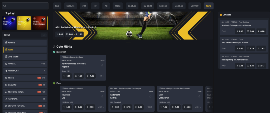 Pariuri sportive la Spin Casino