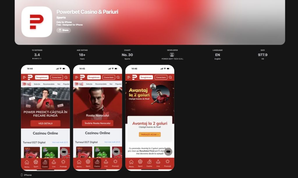 Powerbet aplicatie mobil app IOS