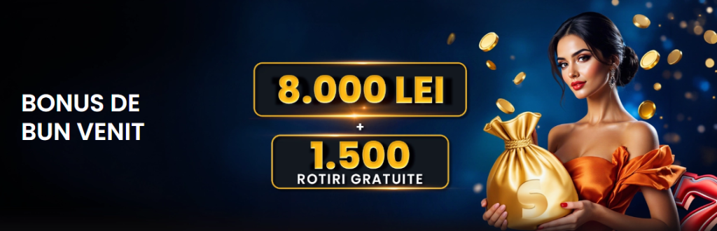 Spin Casino bonus de bun venit cazino - 1500 rotiri + 8000 lei bonus