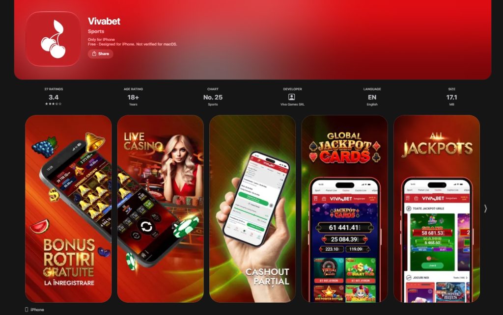 Vivabet Casino aplicatie mobil app ios