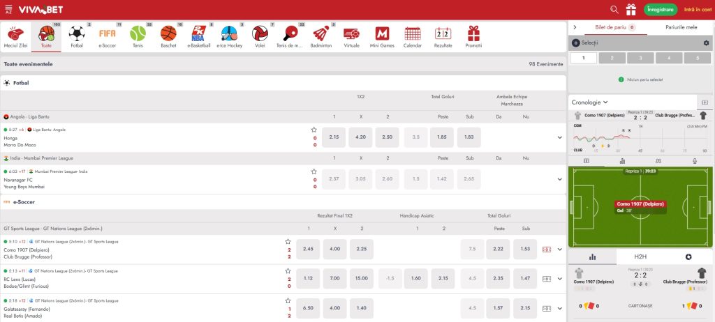 Vivabet Casino pariuri sportive LIVE betting