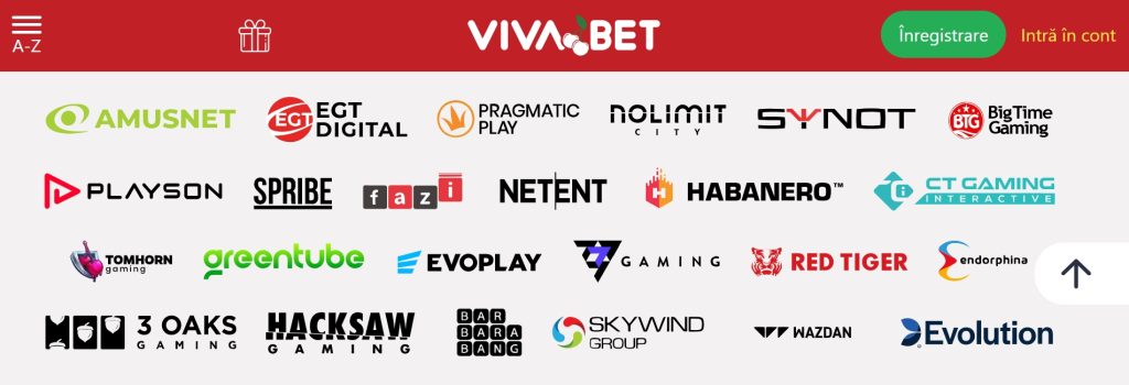 Vivabet Casino provideri jocuri furnizori pacanele si table games portofoliu