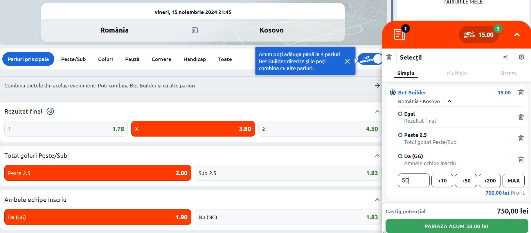 Cum plasezi un pariu Bet Builder Betano - superpont.com