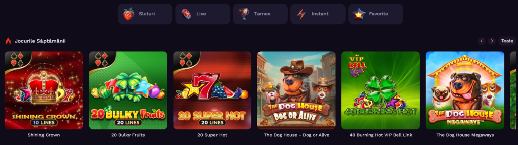 Oferta de jocuri Hot Spins
