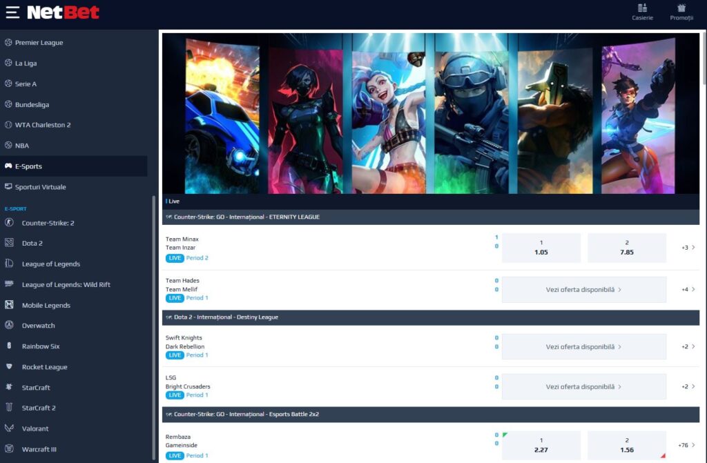 Portofoliu de pariuri eSports la NetBet - superpont.com