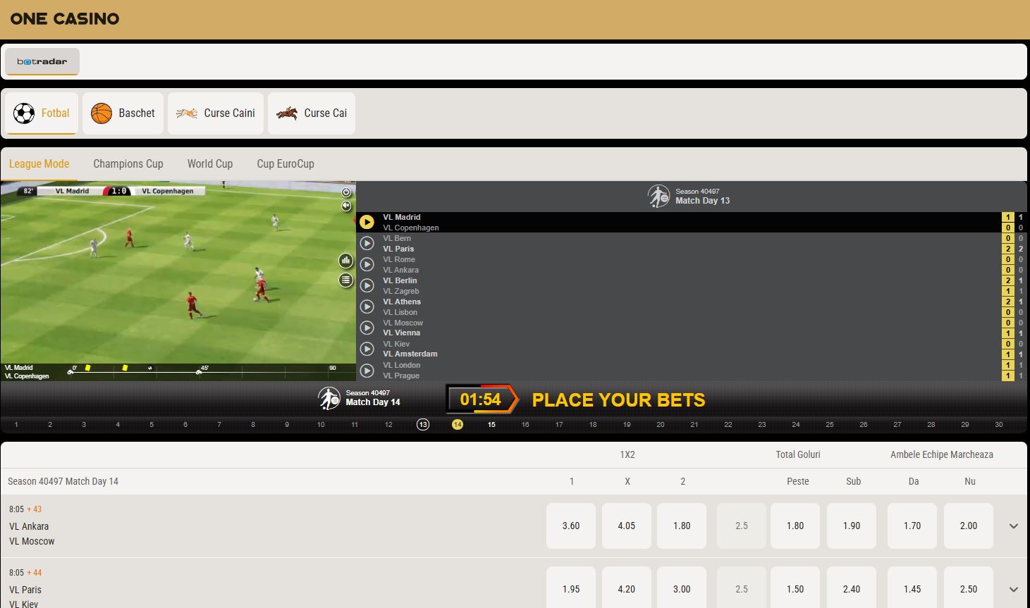 One Casino pariuri virtuale