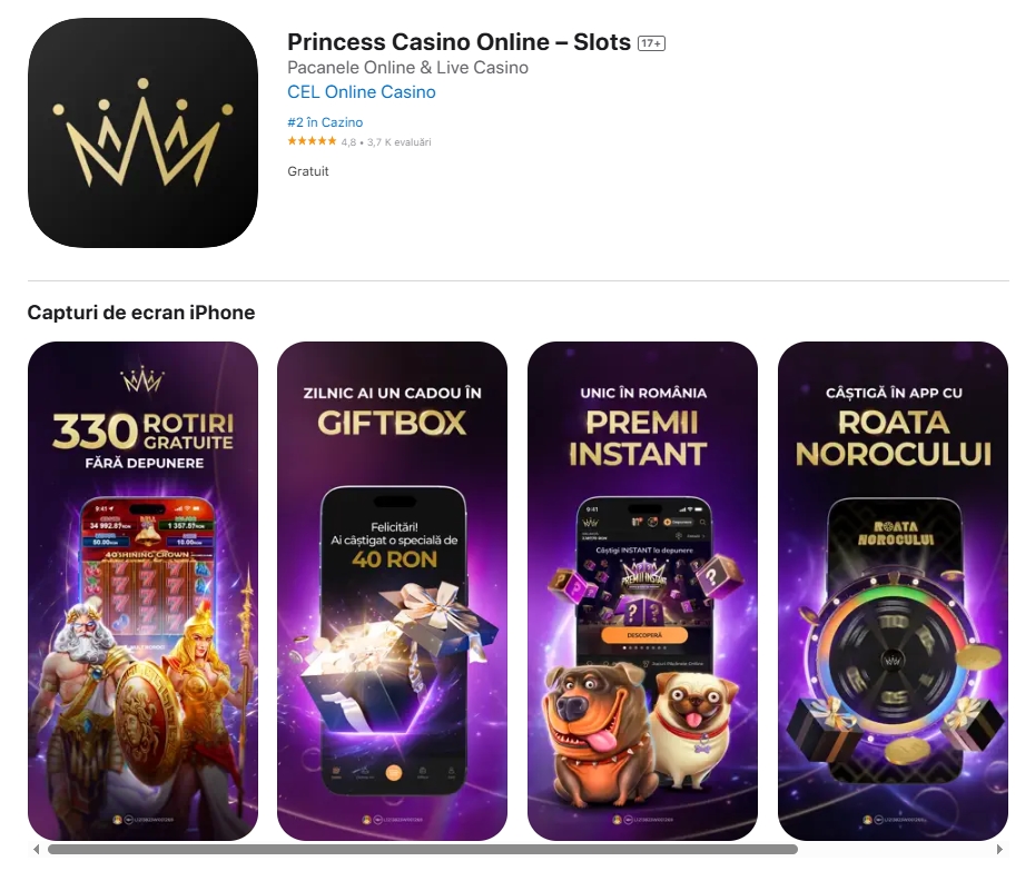 Princess Casino aplicatie mobil Apple IOS app mobile