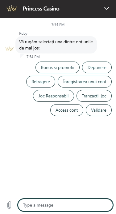 Princess Casino live chat metode de contact asistenta clienti